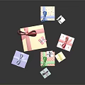 Colorful Gift Boxes With Bows In Various Sizes And Patterns For Wrapping 3d model