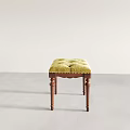 Classic Yellow Tufted Upholstered Stool With Wooden Legs And Timeless Design