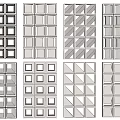 Various Modern Partition Designs With Geometric Grid Patterns And Square Panels 3d model