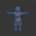 Brown Bear Toy Figure Standing With Open Arms And Fluffy Texture On Grey Background