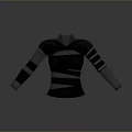 Black Knitted Sweater With High Neck And Striped Sleeve Design Details