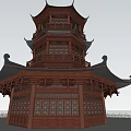Chinese Tower Octagonal Pavilion 3d model
