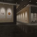 Museum Exhibition Hall Interior With Glass Display Case And Artifacts Exhibits Lighting