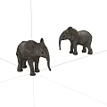 Two Grey Elephant Figurines With Detailed Texture As Decorative Ornaments
