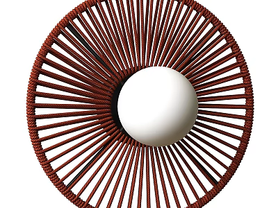Modern Circular Red Woven Wall Lamp With White Center Globe Design 3d model