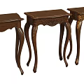 Classic Carved Dark Brown Solid Wood Nesting Side Tables Set For Traditional Home Interior Decor