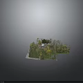 Natural Landscape With Lush Green And Yellow Trees Green Grass And Red Roof Country House