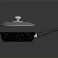 Non Stick Frying Pan With Transparent Lid Black Body White Speckles And Black Handle