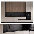 Modern Kitchen Interior With Light Cabinets And Black Marble Countertop 3d model