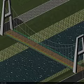 Cable Stayed Bridge With White Pylons Spanning Water And Green Grass