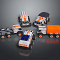Space Exploration Mars Lunar Rovers With Solar Panels White Orange Toy Models