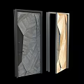 Modern Style Swing Doors With Gray And Beige Color Geometric Pattern Design And Black Frame