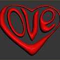 Decorative Ornament Set With Red Heart Shape And Love Lettering Design