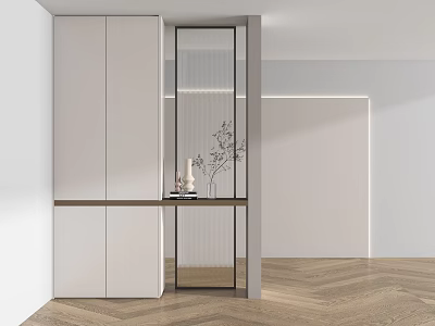 Modern Elegant Shoe Cabinet With White Glass Door Wooden Countertop And Sleek Design 3d model