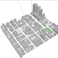 Detailed Aerial Urban Planning 3D Model With Buildings Block Layout And Green Spaces