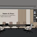 Nature Inspired Modern Conference Room Interior With Large Conference Table Comfortable Chairs And Wall Bookshelves