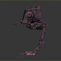 Robotic Character Design of Four Legged Mechanical Walker With Metallic Structure And Detailed Joints