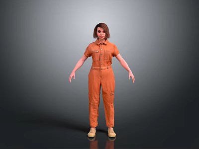 Orange Jumpsuit And Beige Shoes Comfortable Stylish Casual Wear For Daily Use 3d model