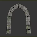 Natural Stone Archway Made Of Gray Blocks With Mossy Edges And Arched Shape