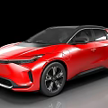 Red Electric Crossover SUV With Modern Aerodynamic Design And Charging Port