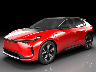Red Electric Crossover SUV With Modern Aerodynamic Design And Charging Port 3d model