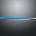 Blue Lightsaber With Metallic Handle And Glowing Blue Blade On Reflective Surface