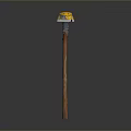 Axe Shaped Lighting Combination With Black Yellow Accents And Wooden Handle Design