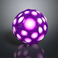 Purple Spherical LED Light Fixture With Hollow Circular Cutouts And Illuminated Center