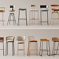 Bar Chair Bar Stool Combination High Chair 3d model