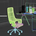 Modern Public Office Space With Ergonomic Chair Wooden Desk Computer Monitor And City View