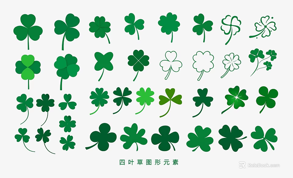 Decorative Wall Decor With Four Leaf Clover Graphic Elements Design 3d model