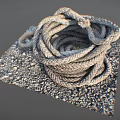 Coiled Thick Gray Woven Rope As Essential Practical Household Living Item
