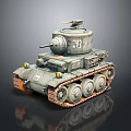 Vintage Military Tank With Number 72 On Turret And Brown Tracks