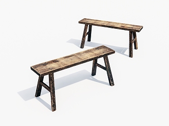 Bench, old furniture, old objects 3d model