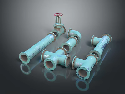 Pipe water pipe valve iron pipe fitting flange tee joint pipe water pipe valve 3d model