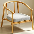 Minimalist Modern Armchair With Light Wooden Frame Curved Armrests And Gray Padded Seat