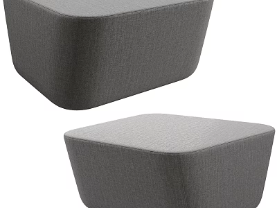 Pair of Gray Fabric Ottoman Modern Minimalist Comfortable Upholstered Living Room Design 3d model