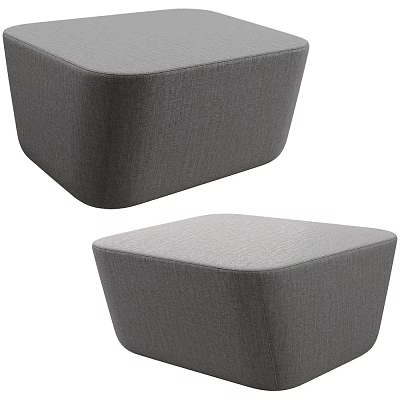 Pair of Gray Fabric Ottoman Modern Minimalist Comfortable Upholstered Living Room Design 3d model