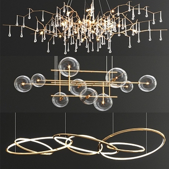 Light Luxury Metal Crystal Chandelier 3d model