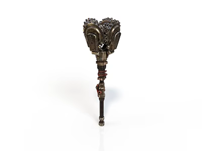 Fantasy Warrior Mace With Double Creature Heads And Intricate Metal Design 3d model