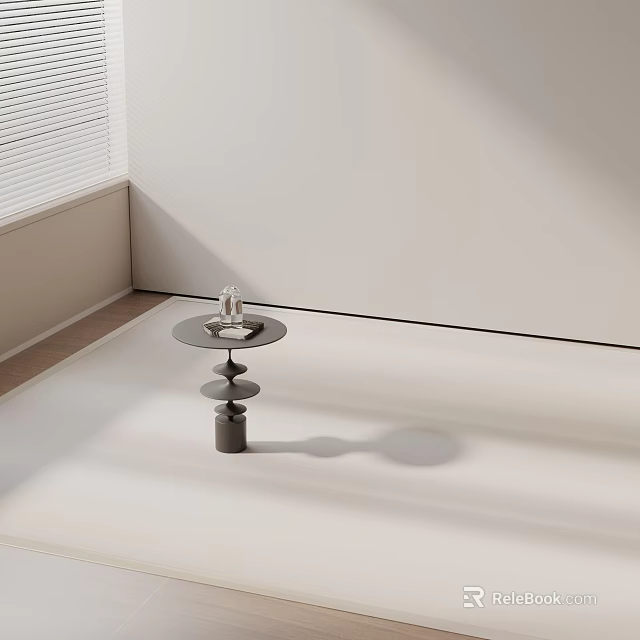 Modern Metal Frame Side Table With Circular Tiers And Glass Ornament In Minimalist Living Corner 3d model 