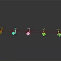 Five Shiny Helicopter Models Arranged In A Row On Grey Background
