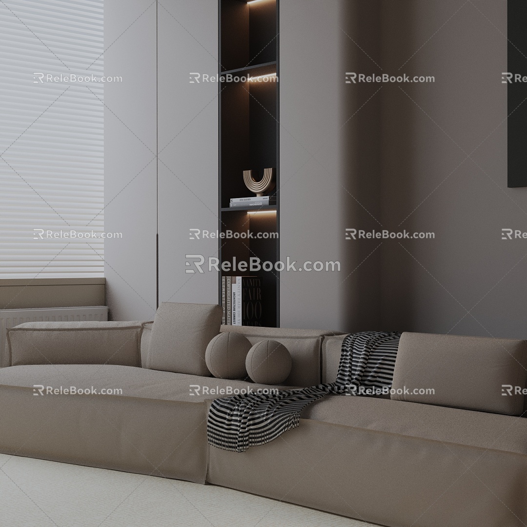 Modern three-seat sofa 3d model