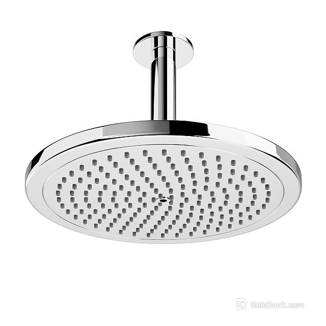 Chrome Rainfall Shower Head with Multiple Spray Holes and Modern Sleek Design 3d model 