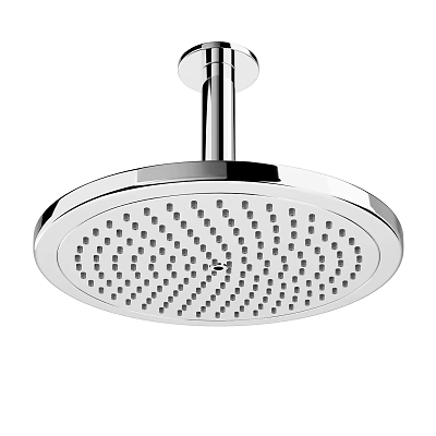 Chrome Rainfall Shower Head with Multiple Spray Holes and Modern Sleek Design 3d model