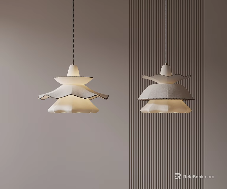 Modern Layered White Pendant Lamps With Soft Lighting And Minimalist Design 3d model