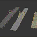 Three Landscape Bridges With Diverse Structural Designs And Metallic Frame Details