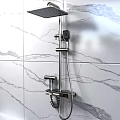 Modern Shower System With Digital Display Handheld Sprayer And Marble Tile Wall