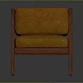 Leisure Chair with Wooden Frame Curved Armrests Brown Padded Cushion and Modern Sleek Design
