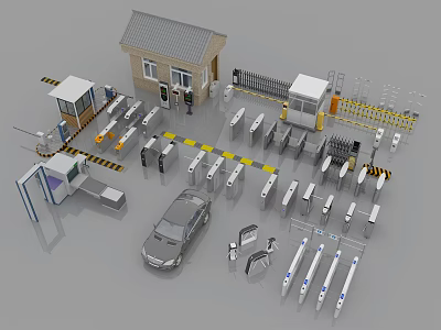 Public Facilities Featuring Security Booth Access Control Barriers Vehicle Entry And Surveillance Systems 3d model
